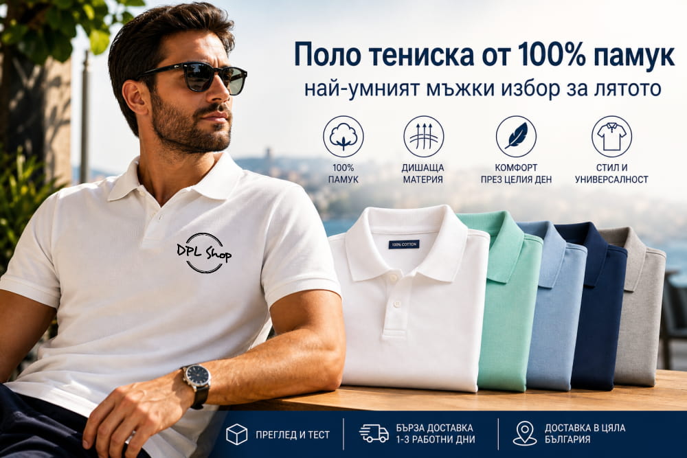 поло тениска 100 памук мъжка